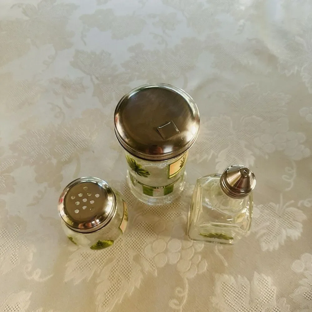 VTG Libbey Pfaltzgraff Naturewood 7pc Glassware Mug Lot Cruet Shaker Pristine